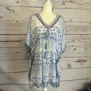 Debbie Katz South Beach Cover Up‎ Womens Size Small Cotton Beaded V Neck